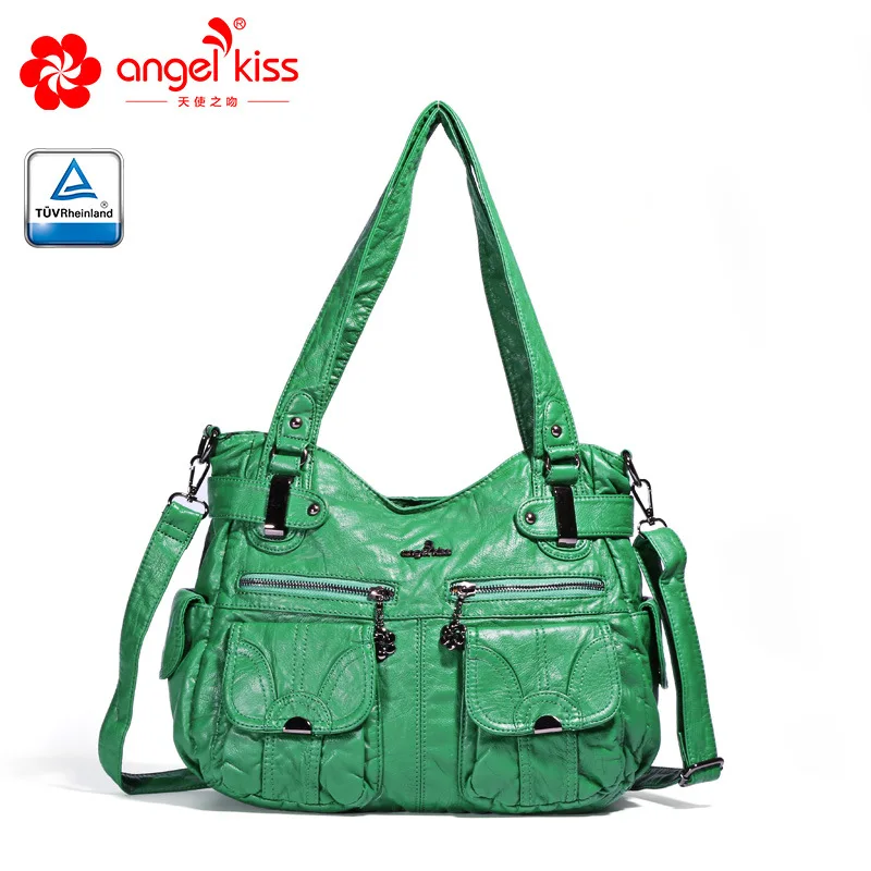 Green Angelkiss Большая вместительная женская сумка-мессенджер дизайнерские женские Сумки из искусственной кожи Роскошная женская сумка на плечо женская большая сумка - Цвет: Green