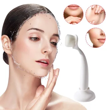 

Facial Cleanser Brush Long handle Exfoliate Clean Shrink Pores Face Washing Skin Care Manual Cleanser Tool