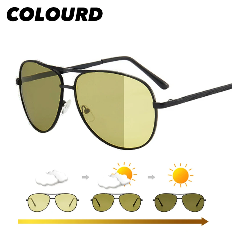 Pilot Photochromic Polarized Sunglasses Men Transition Aviation Metal
