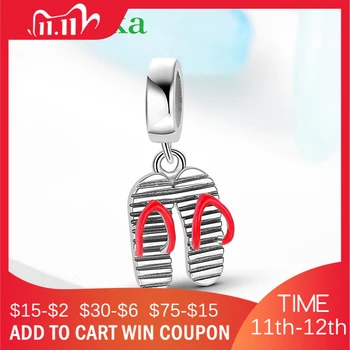 

Genuine 925 Sterling Silver Creative Slippers Charms for Bracelet Making Fit Designer Bead Bracelet Fine Jewelry Making