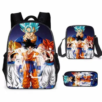 

Fashion children Kids School Bags sets Cute Cartoon Dragon ball 3pcs Set Student Backpack Teenagers Boys bag Mochila Rucksack