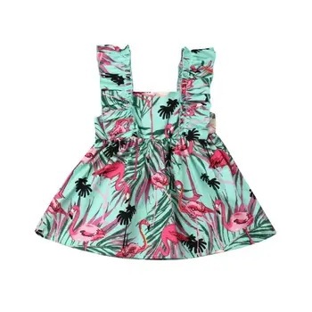 

Cute Toddler Baby Girls Sleeveless Dresses Party Princess Flamingo Sundress