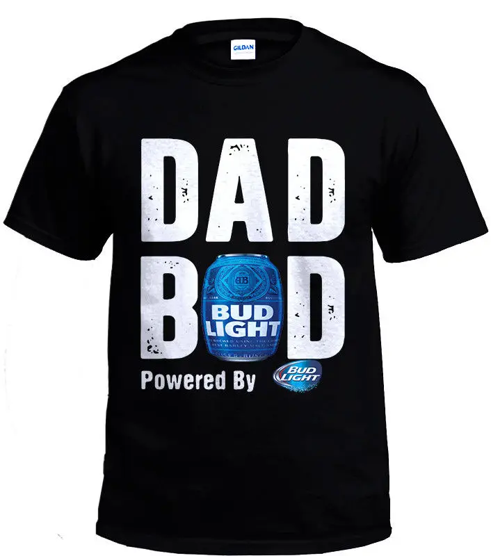 Dad bod с питанием от бутона светильник забавная Мужская черная футболка размер