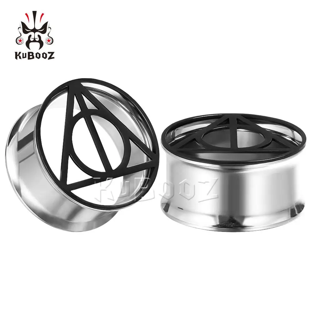 KUBOOZ, логотип, беруши, черные тоннели, сережки, модные, подарок, нержавеющая сталь, ювелирные изделия для тела, унисекс