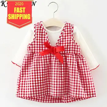 

Keelorn Baby Dress 2020 Spring Baby Girl Dresses Round Collar Princess Dress Long ears Casual Kids Pleated Dresses