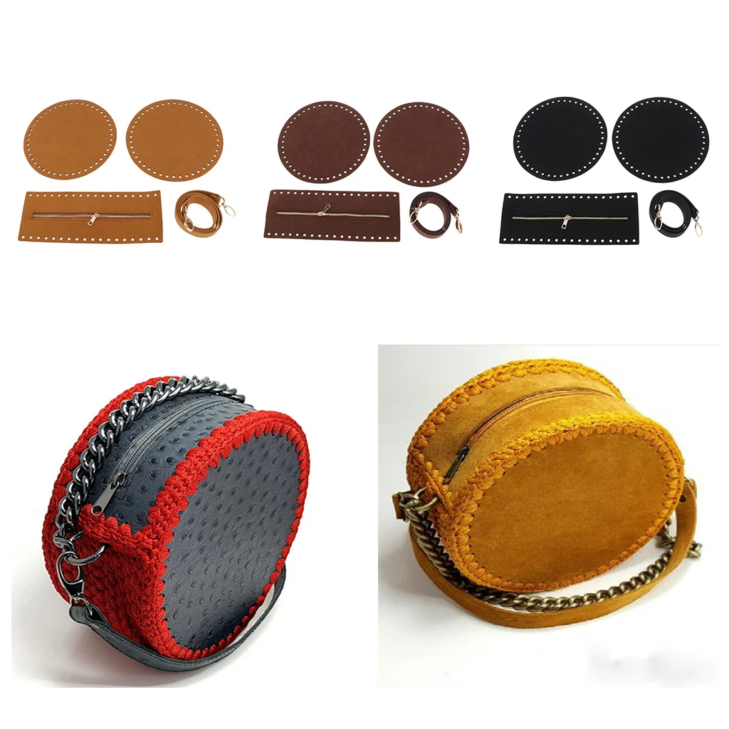 PU Leather Crochet Bag Bottom Zip Closure Cross Body Bag Making Supplies