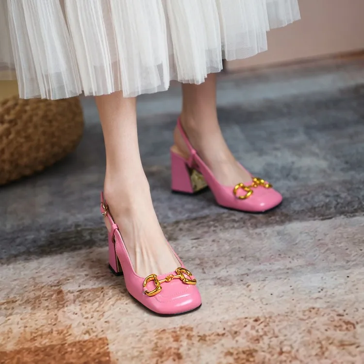 The New Summer Edition Of 2021 Women's Pure Color High-Heeled Shoes With Horseback Buckle Casual Fashion And All-Match Women's s