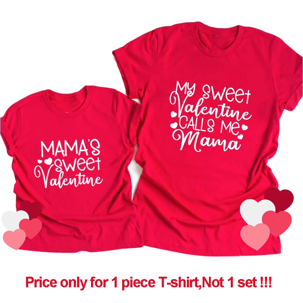 Camiseta de manga corta con cuello redondo para madre e hija, ropa a juego  para el Día de San Valentín, 1 piezas - AliExpress