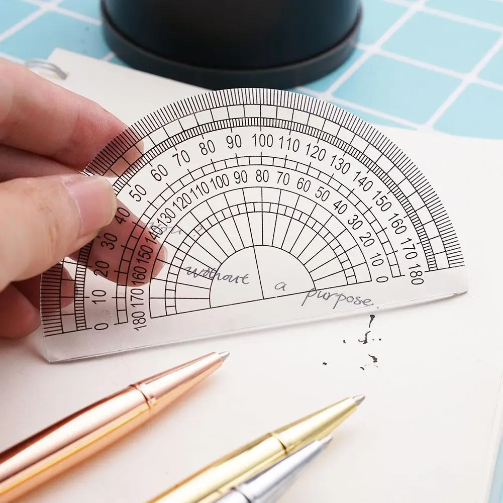 10 шт. пластиковый транспортир, 180 градусов, прозрачный студенческий математический набор, измерение, студенческий рисунок, треугольный угол линейки, измерительные инструменты