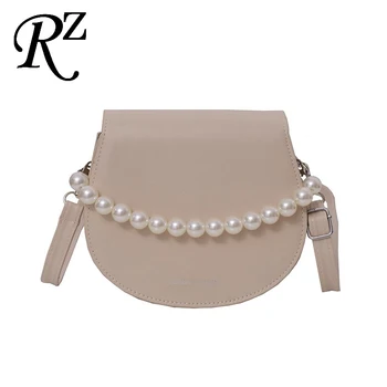 

Beading Shoulder women Bag Korean version small Saddle bags Solid crossbody bags PU leather handbag elegant Messenger bag