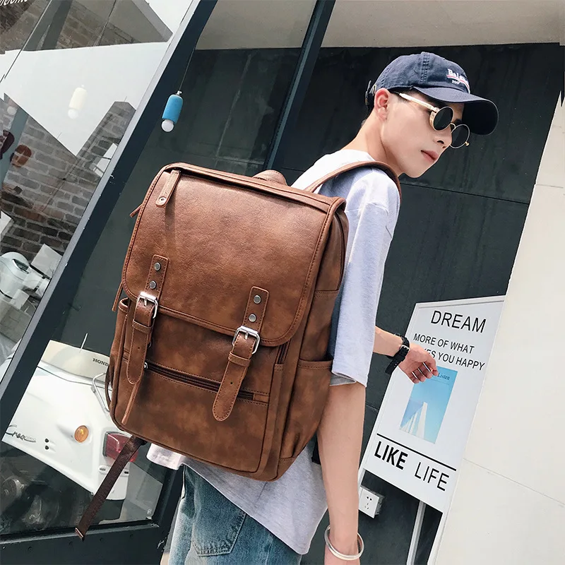 

JIULIN man PU Backpack Schoolbags Travel-Bags Rucksack Cute Teenagers Cloud-Printing