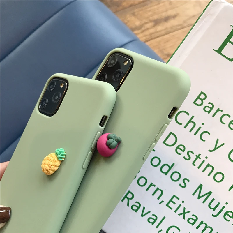 Милый 3D апельсин авокадо персик морковь Мягкий силиконовый чехол для iPhone 11 Pro X XR Xs Max 6 6s 7 8 Plus простой Капа