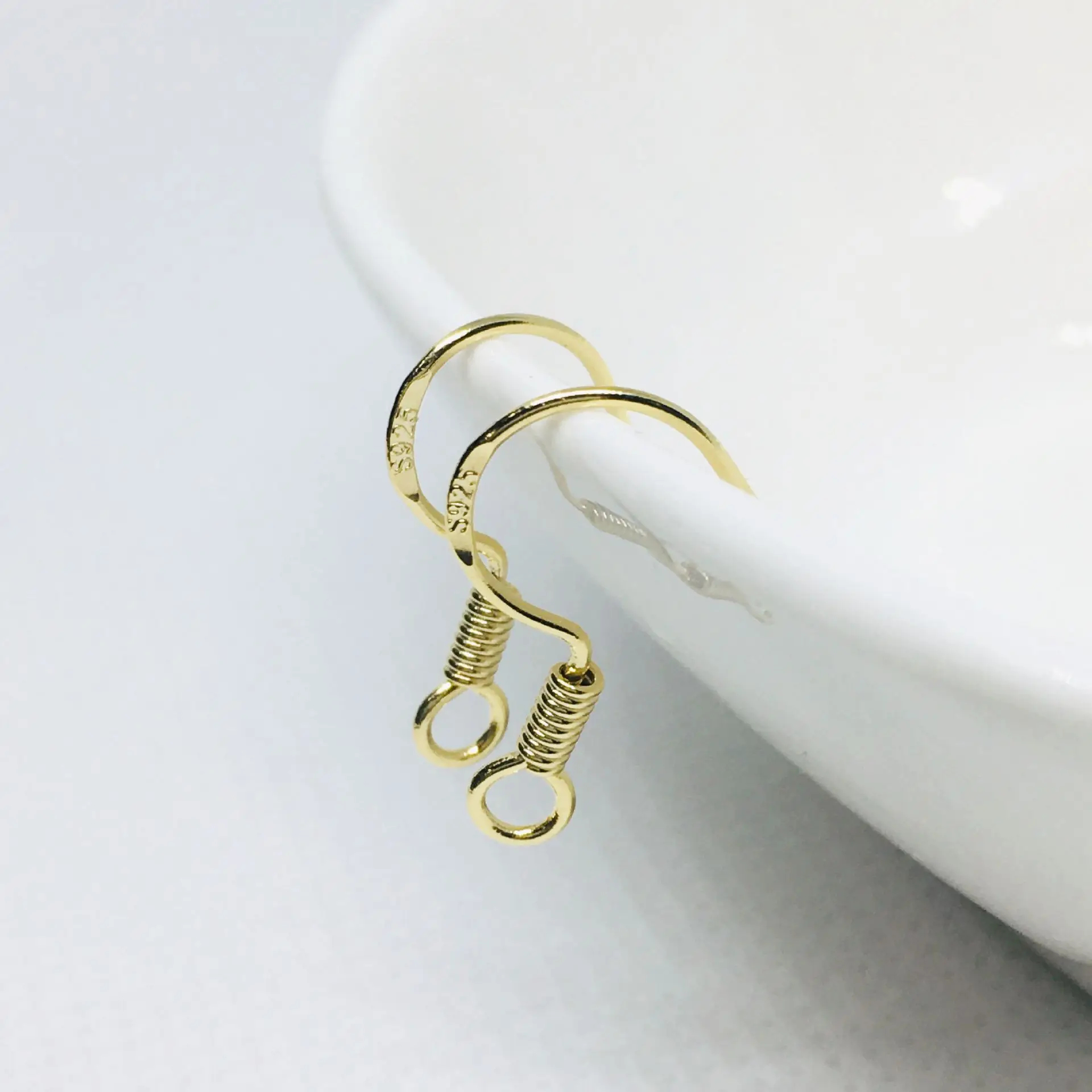 

10Pcs Real Gold Plating Color Preserving Carved S925 Tremella Clasps Accessories Copper Imitation Silver Ear Hook