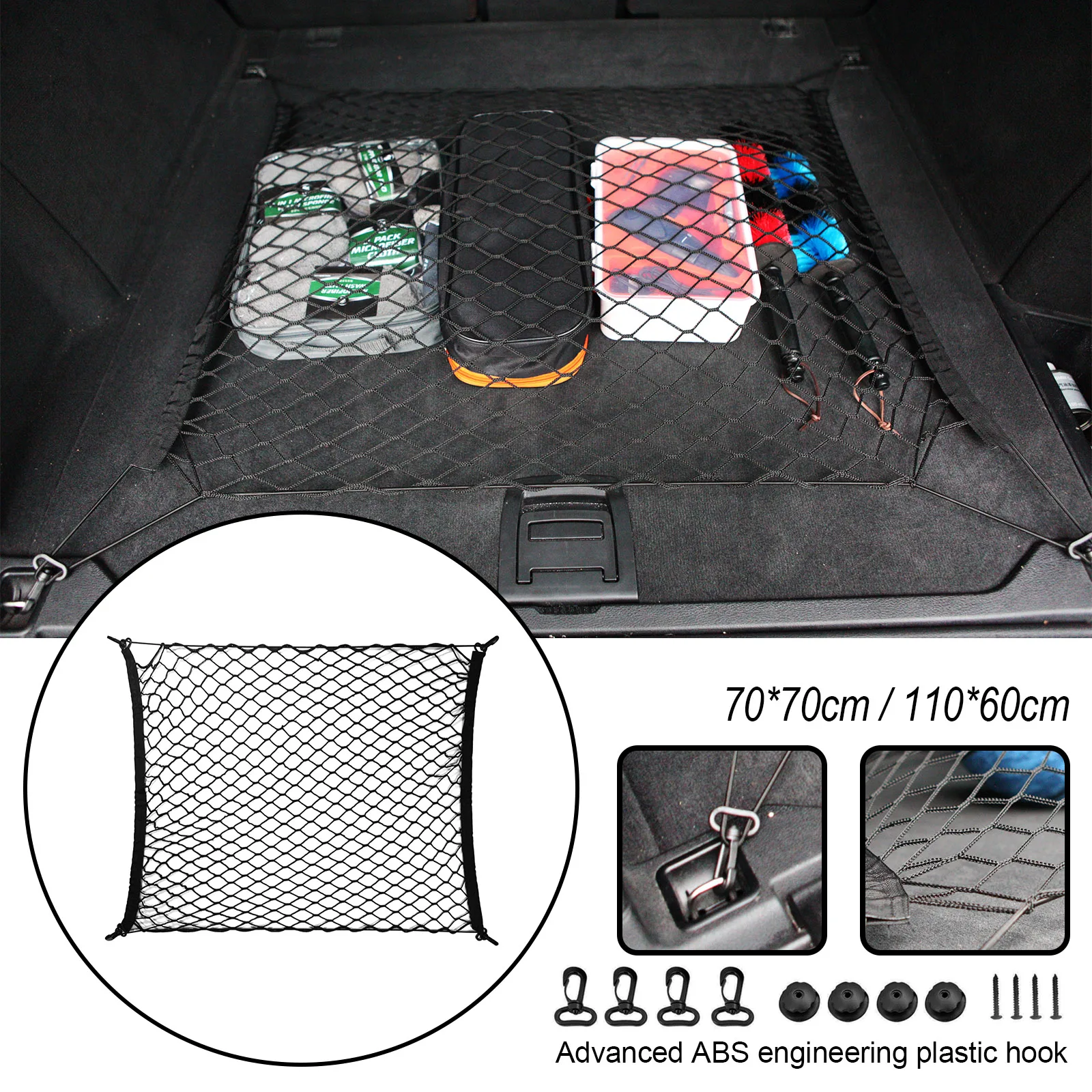 Car Trunk Mesh Net Rear Cargo boot Luggage Universal Elastic Box Organizer  Nylon Stretchable Interior Network Storage W/ 4 Hooks - AliExpress
