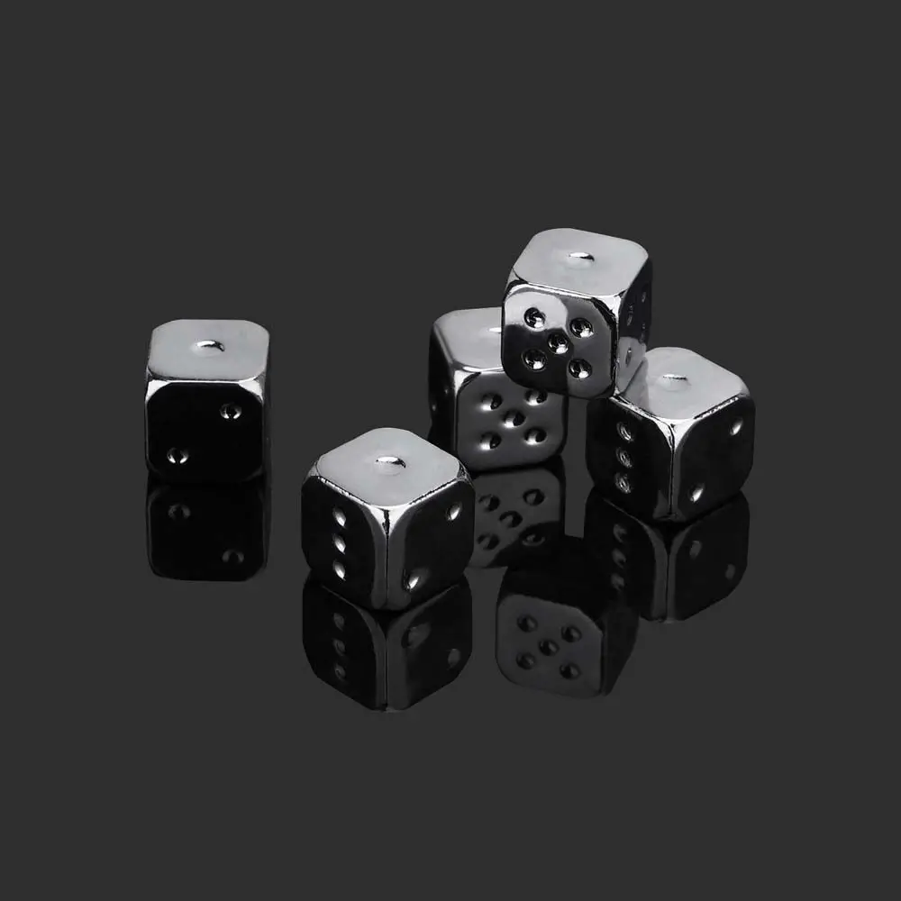 5 Pcs/Pack 13mm Metal Dice 6 Sided Square Point Dice for Family Party KTV Board Games Desktop Game Toy Gift