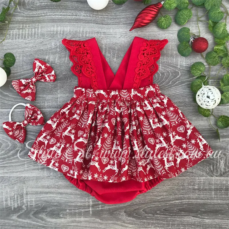 От 0 месяцев до 6 лет с изображением рождественского оленя принт Платье для маленьких девочек модная детская одежда для малышей, с бантом, пышное платье для первого дня рождения для девочки, платье для вечеринки, официального приема, платье для малышей