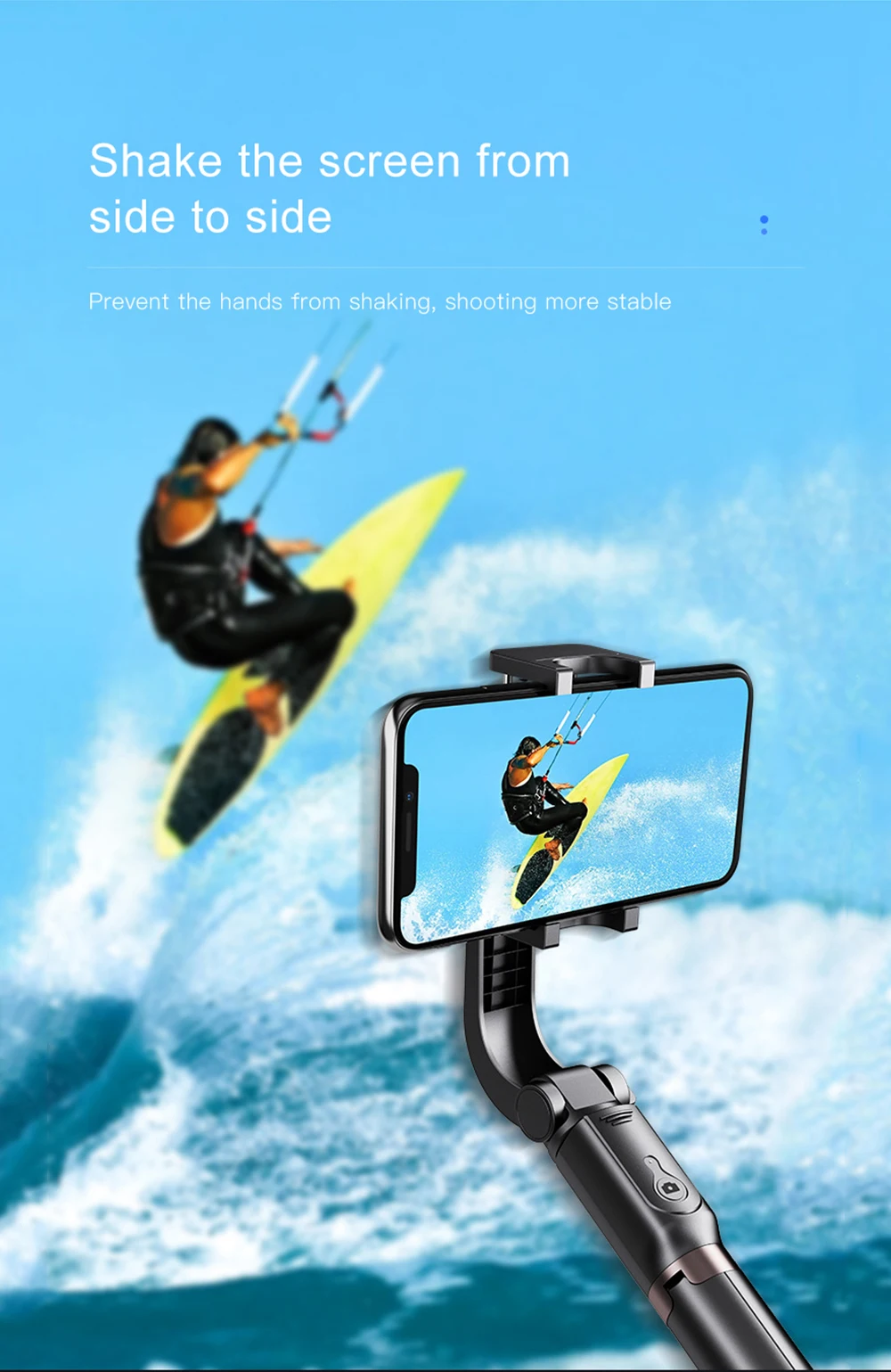 Bonola 3 in1 Handheld Gimbal Stabilizer Smartphone Selfie Stick Tripod For iOSAndroid Video Stabilizer For iPhone11ProSamsung (3)