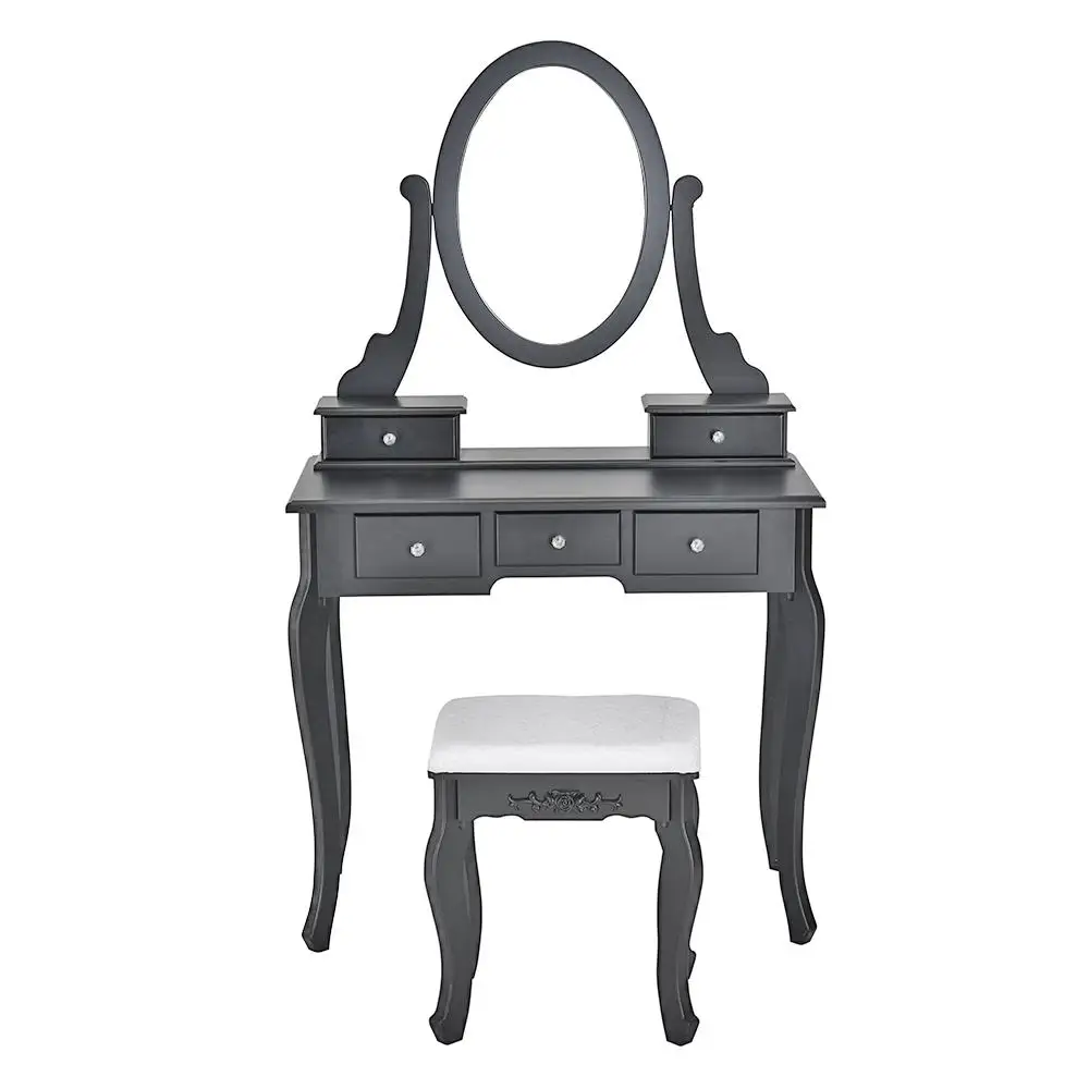 

AsyPets 5 Drawers Dressing Table with Mirror Stool Set for Bedroom