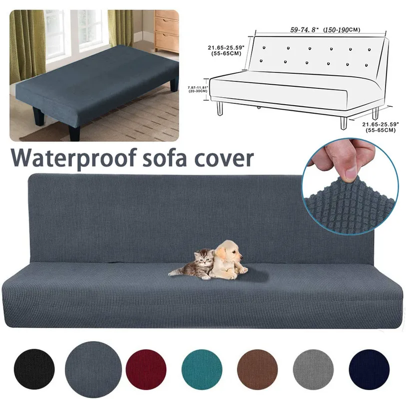

Elastic All-inclusive Sofa Cover Without Armrests Semi-Waterproof Thickened Soft Comfortable Slipcover for Living Room
