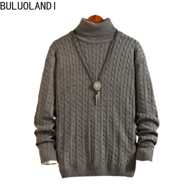 

Autumn and Winter Explosion Models Twist Turtleneck Sweater Slim Solid Color Sweater Plus Size Casual Fashion Men's Clothing
