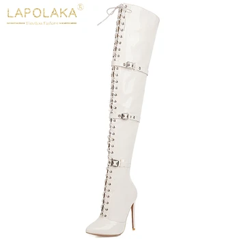 

Lapolaka 2020 Fashion New Plus Size 48 Sexy Thin Heels Over The Knee Boots Woman Pointed Toe Zipper Fashion Spring Boots Female