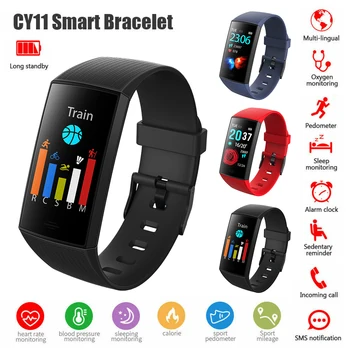 

CY11 Smart Bracelet 1.14 Color Screen Blood Pressure Heart Rate Sleep Monitoring Waterproof Pedometer Bracelet Smart Watch Men