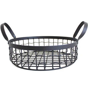 

Creative Wrought Iron Storage Basket Metal Household Desktop Snack Bread Basket Binaural Fruit Basket Candy Basket Debris Basket
