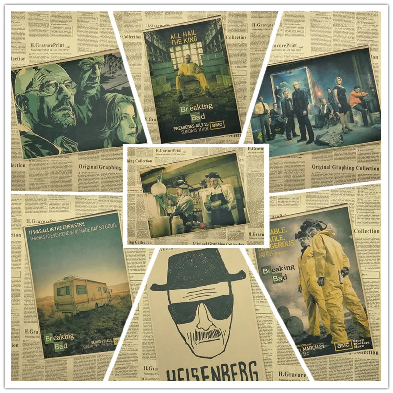 Картина из фильма во все тяжкие постер крафт бумаги Настенная Наклейка для бара