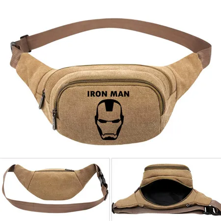 Style three Marvel супергерой Мужская мода полотняная поясная сумка Материал Спорт и отдых карманы капитан США нагрудная сумка маленькая поясная сумка для мужчин - Цвет: Style three