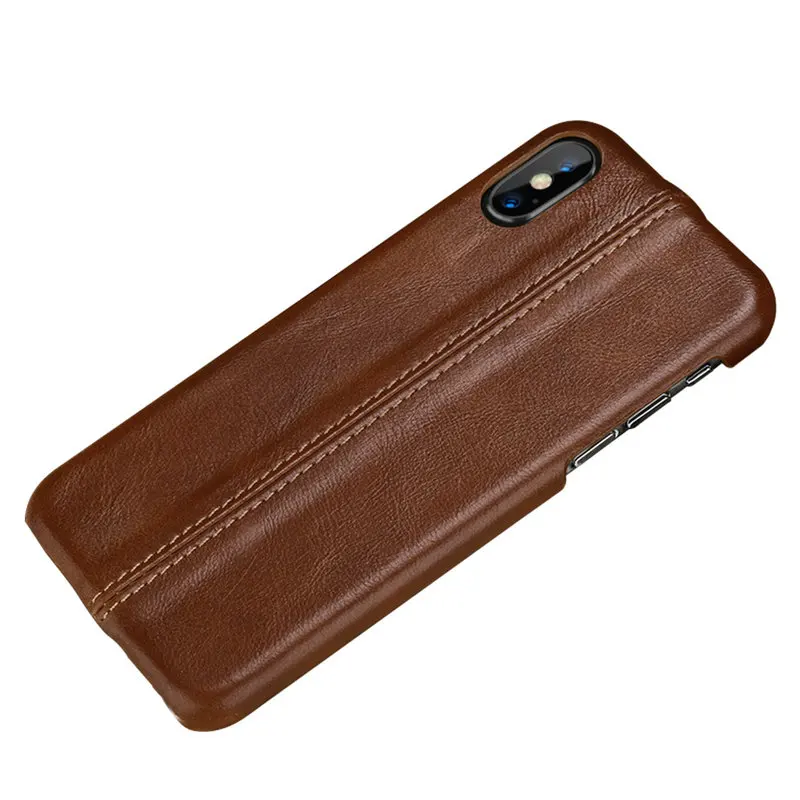 Винтажный чехол для iphone X XR XS Max из натуральной кожи чехол для iphone 8 7 Plus iphone 6 6S Plus Роскошный деловой чехол XS Capa - Цвет: Кофе