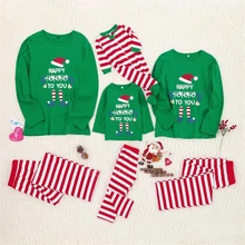 Зимняя семейная Рождественская пижама с длинными рукавами, комплект с Санта Клаусом для родителей и детей, мама и я, комплект из 2 предметов, Одинаковая одежда для сна для всей семьи, пижамы