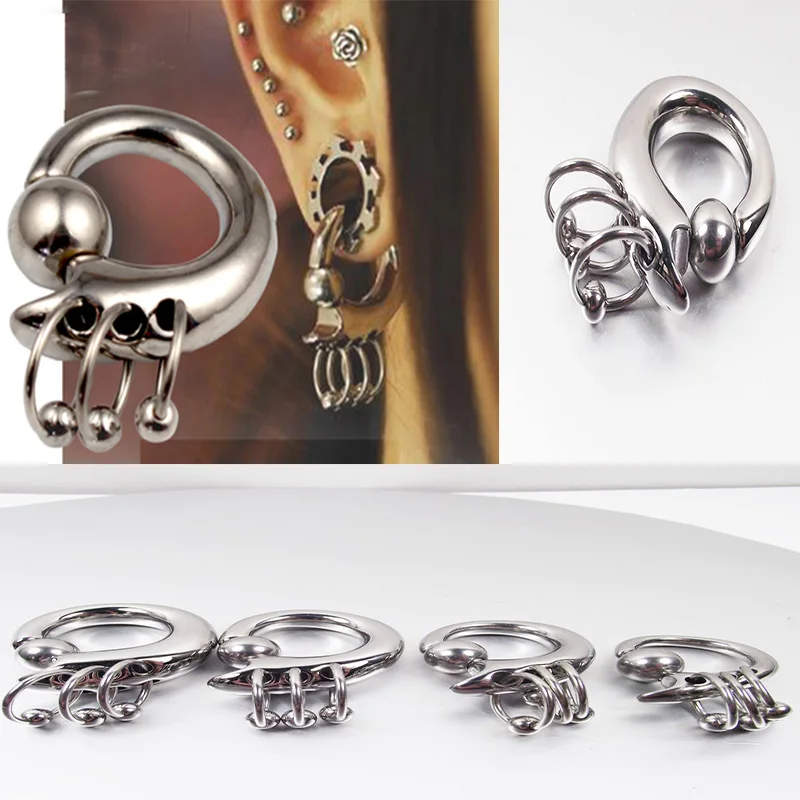 1 Piece Stainless Steel Earrings Piercing 3 Captive Hoop Rings Septum