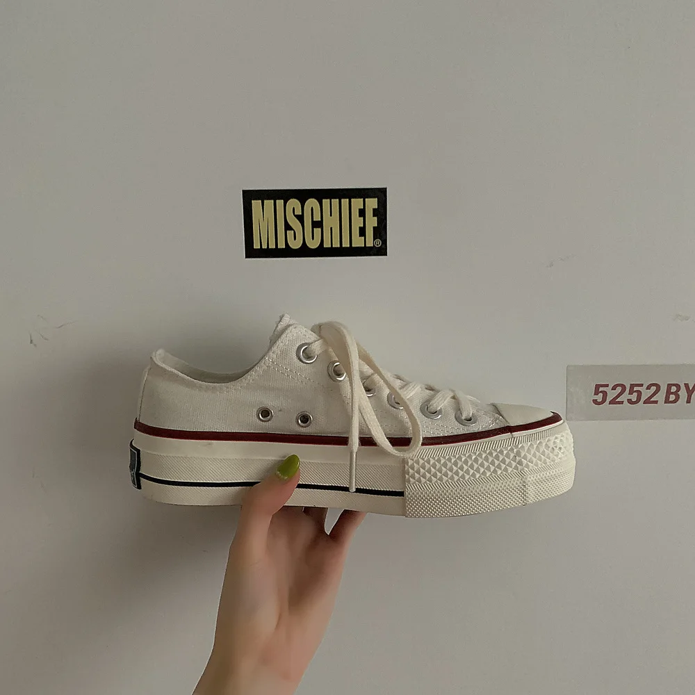 Women Canvas Shoes 3.5CM Platform Classic High Quality Fashion Outdoor Girls Sneakers 