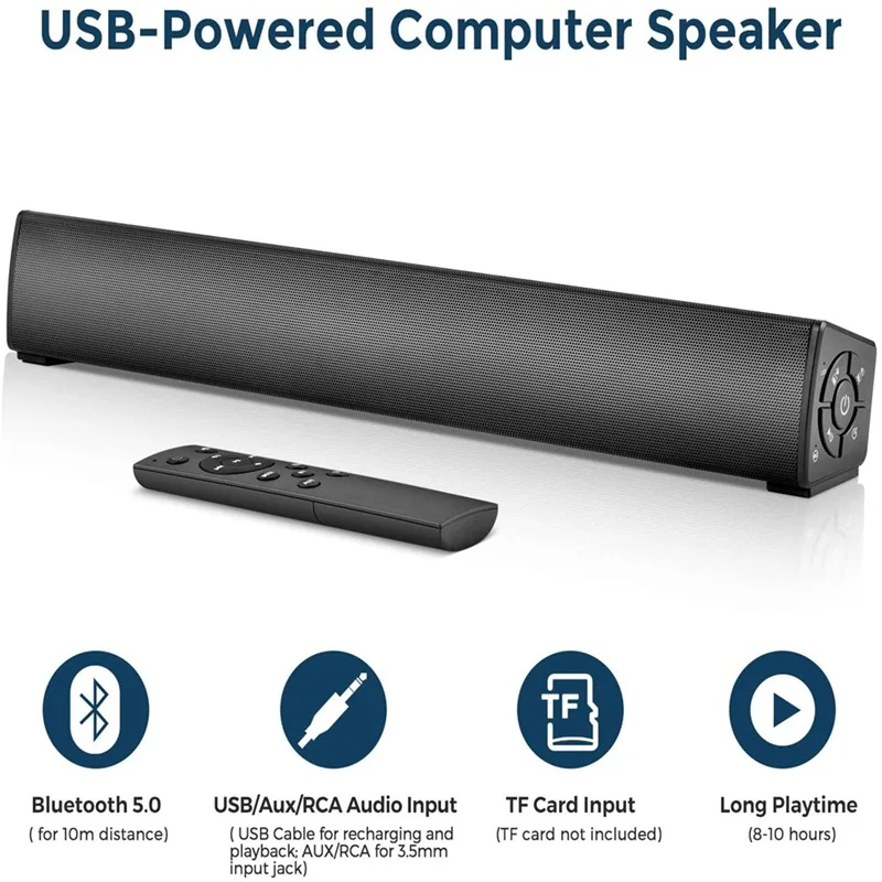 

Портативная Домашняя колонка, Bluetooth 5,0, динамик с объемным 3D звуком, ТВ, компьютерная колонка, стерео, книжная полка, вспомогательный/TF динамик