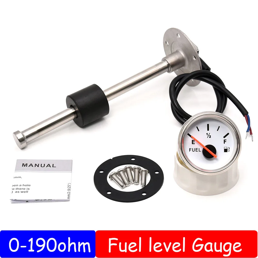 52MM Fuel Level Gauge Marine Boat Yacht 0-190ohm Sensors Water Oil Liquid Tank 200 250 300MM | Автомобили и мотоциклы