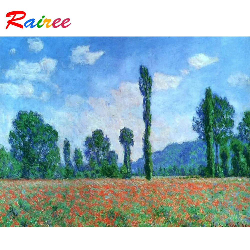Monet известная картина &quotGiverny Poppy Field&quot 5D DIY Алмазная цветы алмазная вышивка