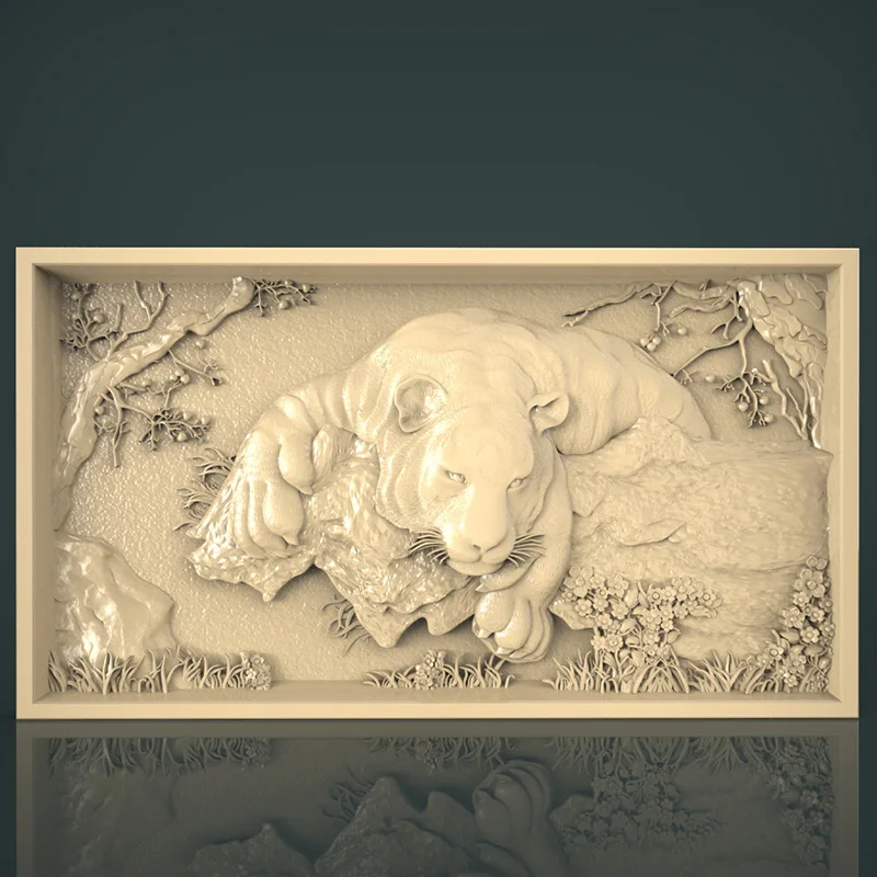 Alivio decoración pintura Tigre STL modelo para el Router CNC 3D impresora Artcam aspirar Bas de