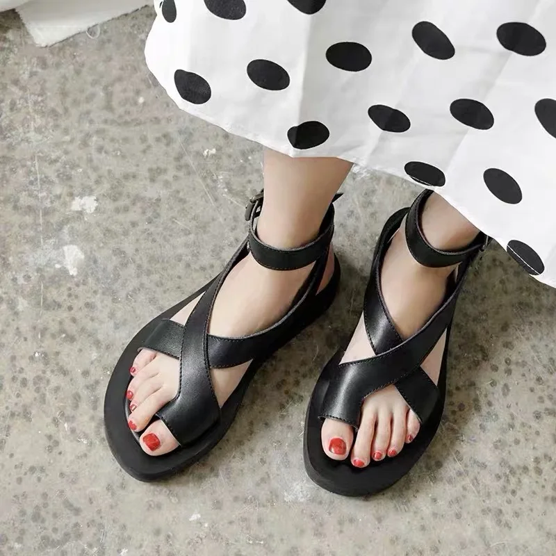 INS HOT Women's Sandals 2021 Summer Solid Color Comfortable Female Beach Shoes Chunky Sandals For Woman Non-Slip Shoe