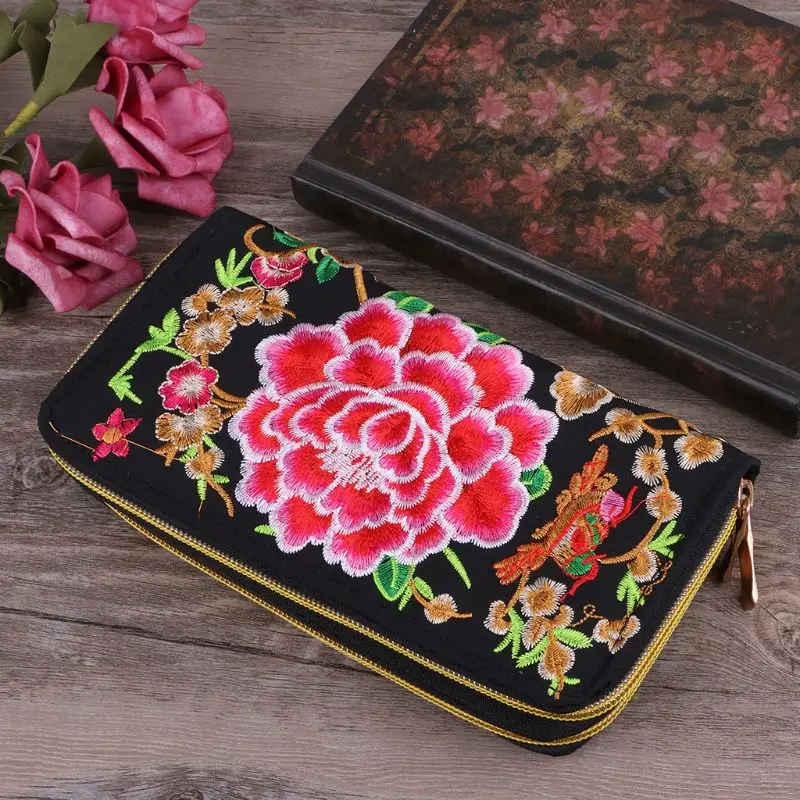 

Designer Trend Embroidered Women Wallets Long Handmade Floral Canvas Coin Purse