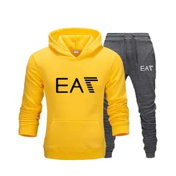 

New 2020 printed sportswear men's warm sportswear suit cotton hoodie + pants sports suit casual sweatshirt sports suit