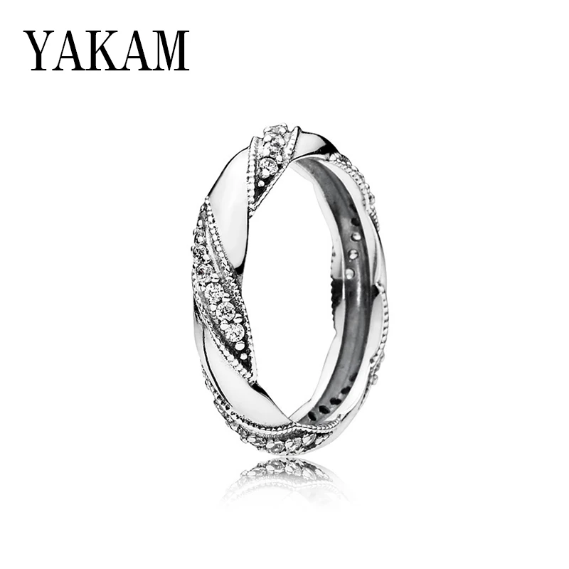 

Elegant Bride Circle Ring Men Clear Crystal CZ Love Winding Anillos 2019 Winter Christmas Gift Eternity Rings for Female Jewelry