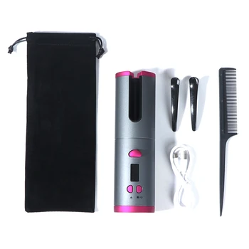 

Cordless Auto Rotating Ceramic Hair Curler Temperature Adjustable Curling Wave New