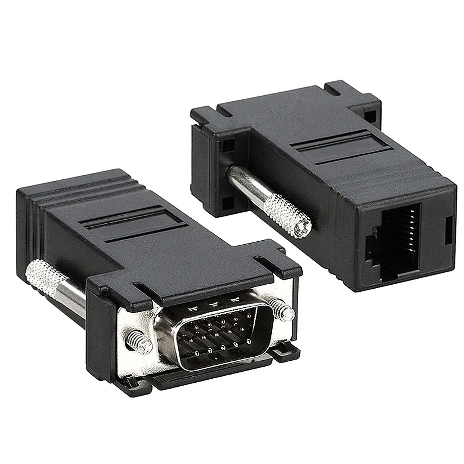 2pcs VGA to RJ45 Cat5e Network Adapter Network Ethernet Extend Connector No external power needed