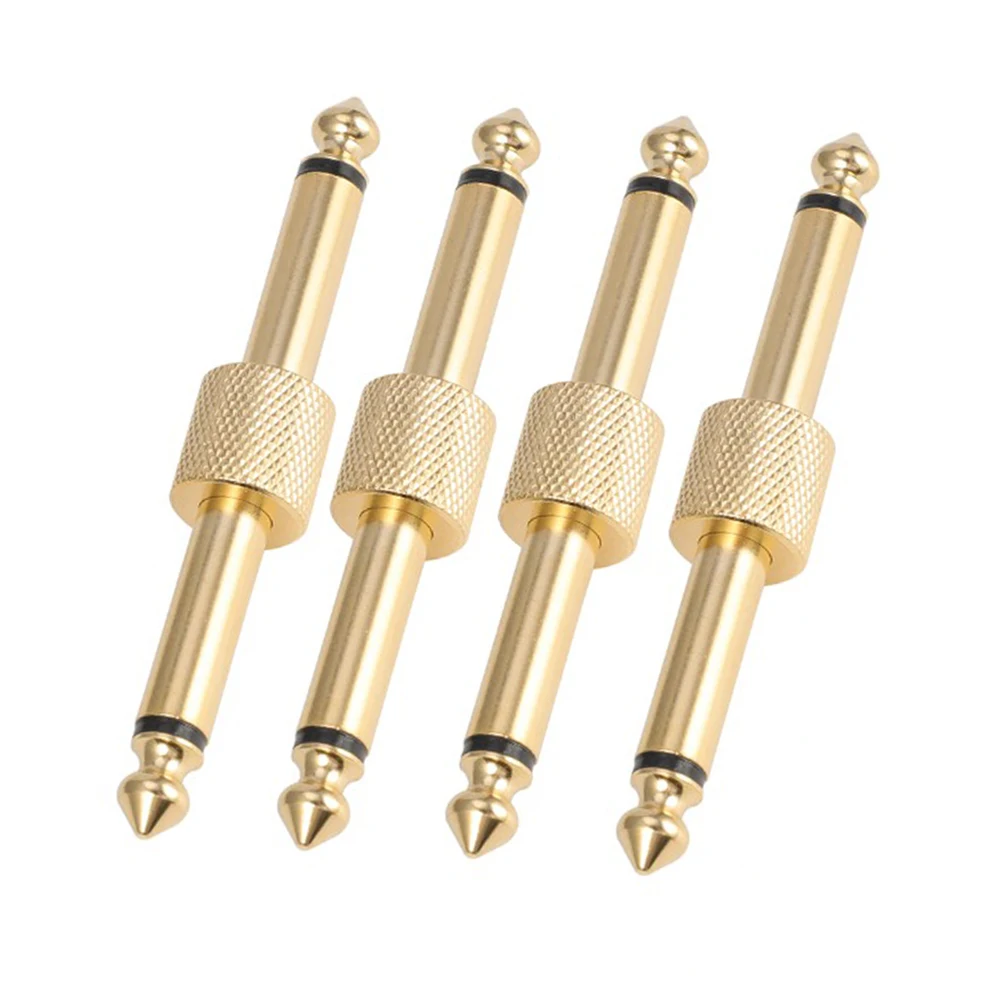 4pcs Guitar Effects Pedal Connector Coupler 1/4in 6.35mm Male to Adapter Straight Plug Patch Convert Cable | Спорт и развлечения
