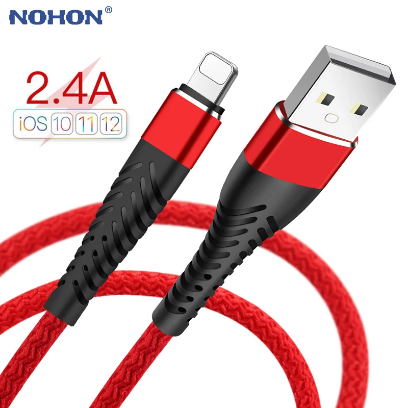 Usb-кабель для iPhone Xs max Xr X 8 7 6 s 6s Plus 5 5S SE iPad 2.4A кабель для быстрой зарядки шнур для мобильного телефона источник данных длинный провод