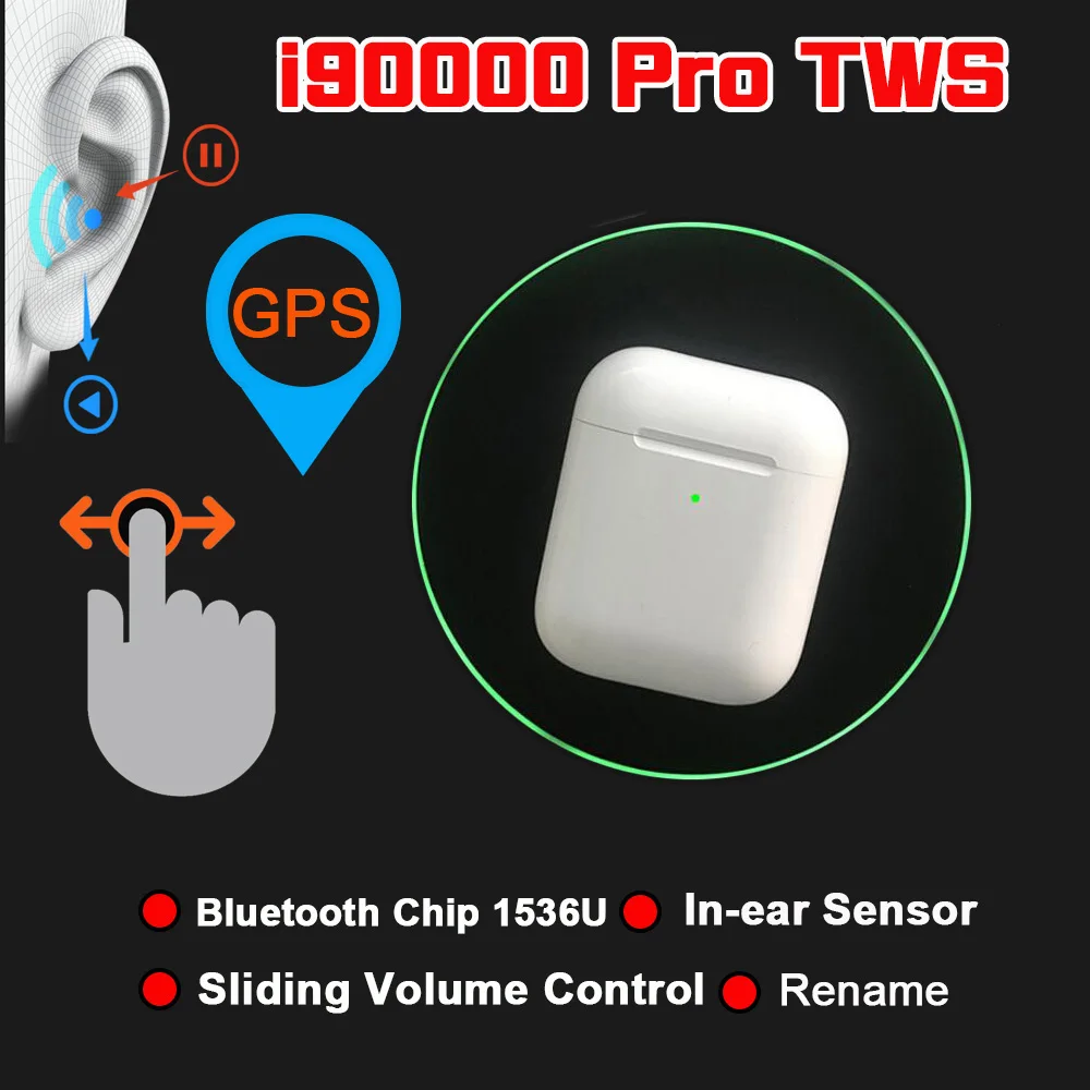 I90000Pro Tws Aire2 gps беспроводной Bluetooth наушники 8D супер бас скользящие Регулятор громкости Наушники 1536U PK i5000 i9000TWS