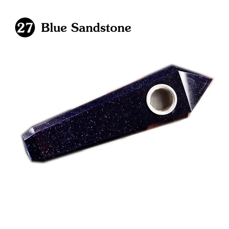 Blue Sandstone 1 шт. натуральный кварц курительная Труба Кристалл Камень обелиска палочка точечные сигары курительные трубки трубы заживление с металлическим фильтром - Цвет: Blue Sandstone