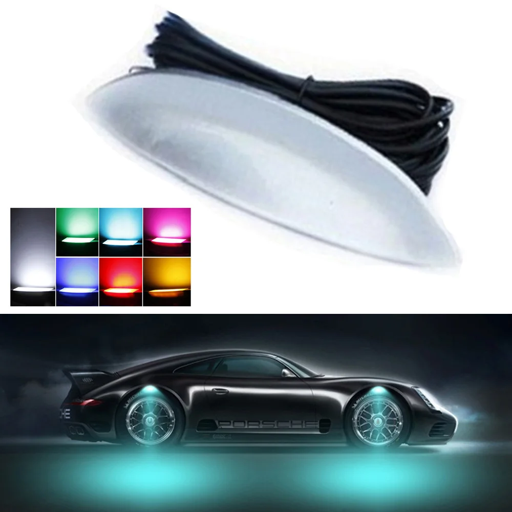 4-светодиодный автомобиль Декор Fender колеса для бровей Красочные окружающей среды светильник 360 ° Водонепроницаемый прочный и практичный
