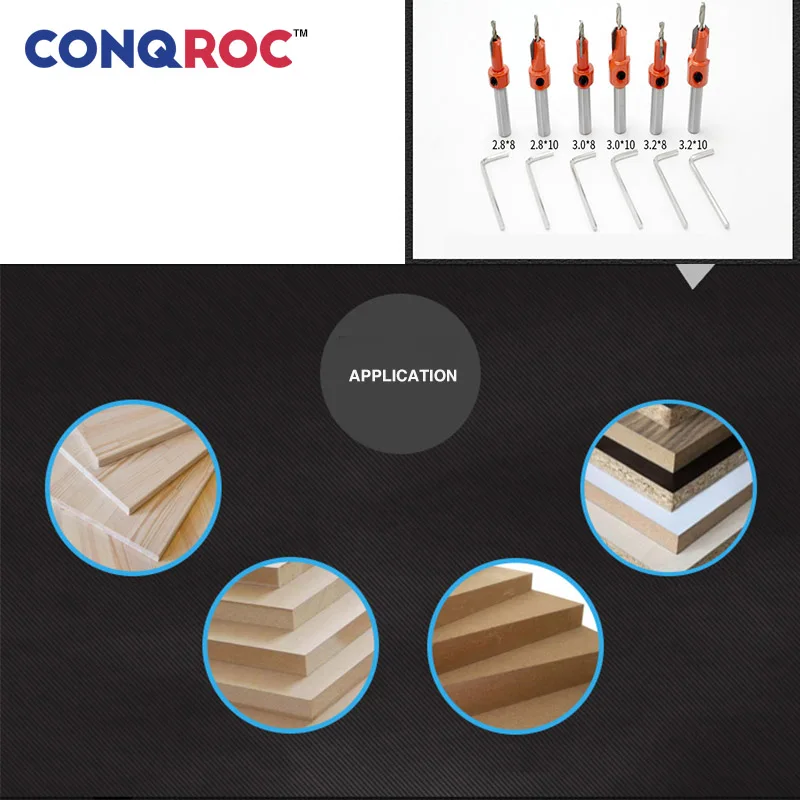 6 шт. сплав шаги Зенковка сверла набор винт с расширителем петля Отверстие пила фаска Круглый хвостовик