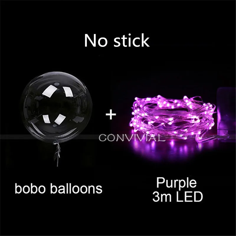 18inch Purple Светодиодный прозрачный гелиевый Прозрачный светящийся шар с палочками, украшение для свадьбы, дня рождения, детский светодиодный светильник, воздушный шар - Цвет: 18inch Purple